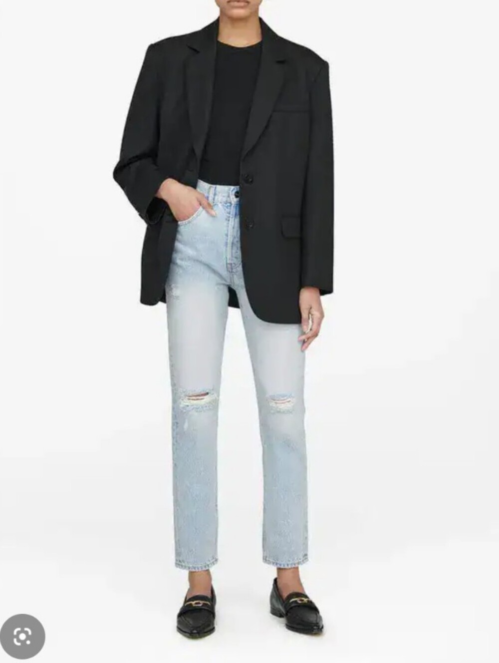 Anine Bing Sonya Jeans Destructed Classic Blue NWT Slim Fit